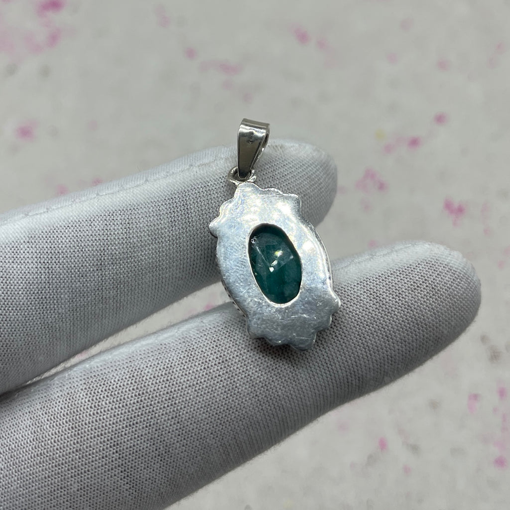 Dyed Emerald 925 Sterling Silver Handmade Pendant | Statement Boho Jewelry