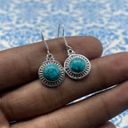 Boho Turquoise Silver Earrings– Artisan Handmade Design