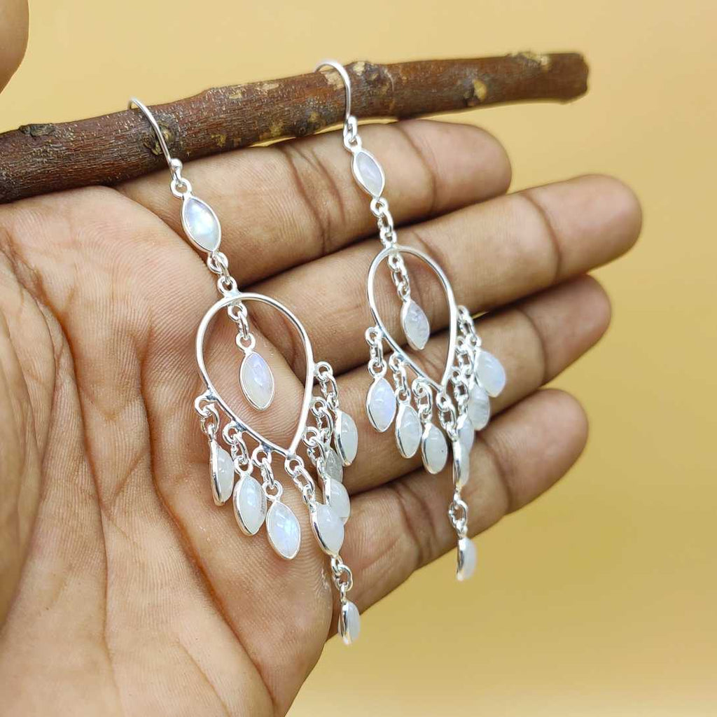 Elegant Silver Statement Chandelier Earrings