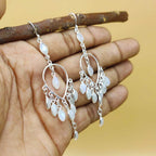 Elegant Silver Statement Chandelier Earrings