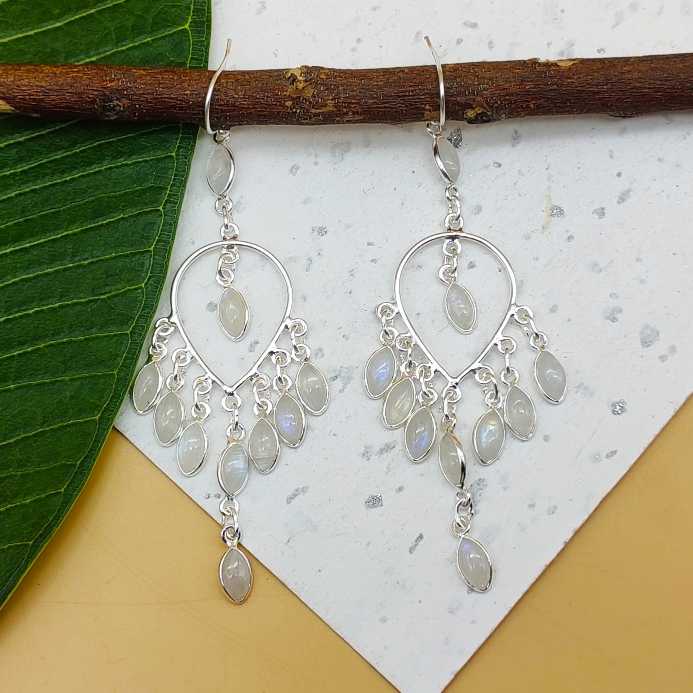 Elegant Silver Statement Chandelier Earrings