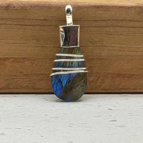 Labradorite 925 Silver Wire Wrapped Boho Charm Necklace