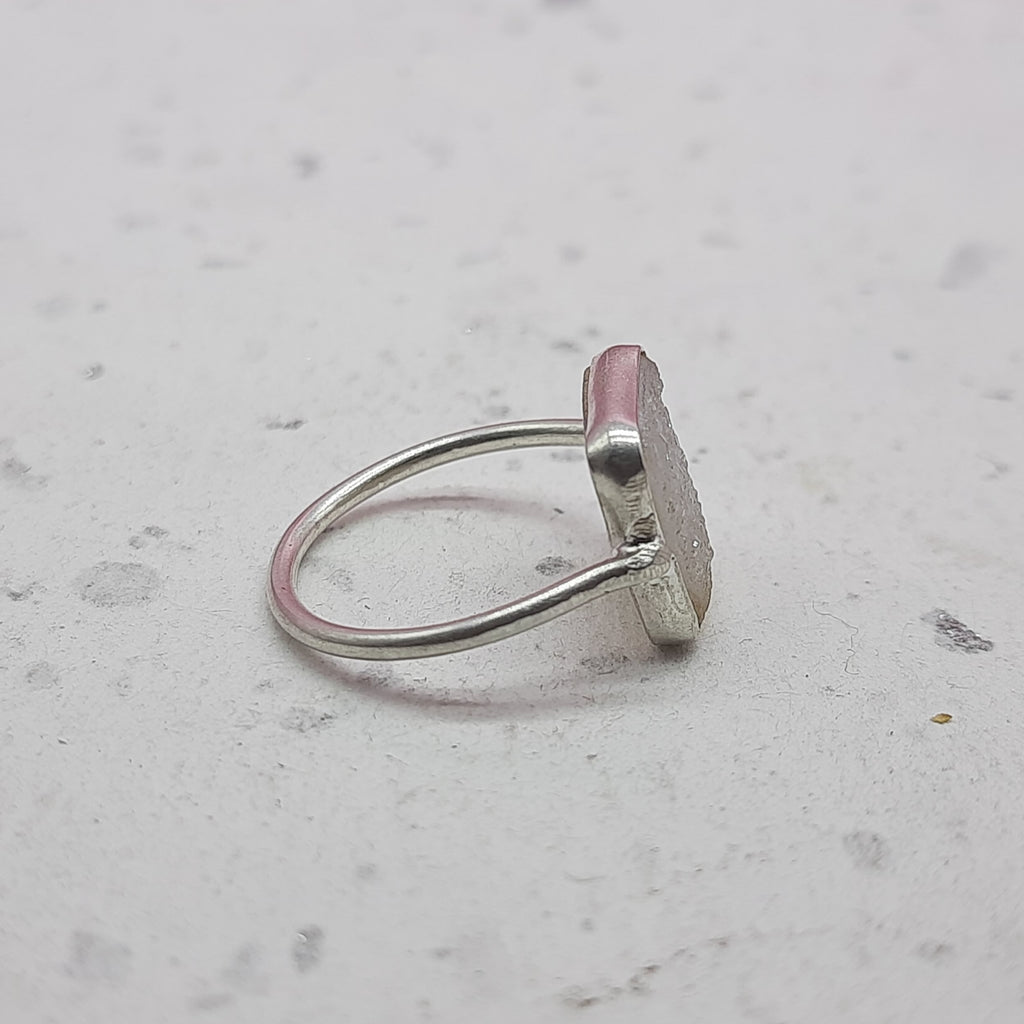 Druzy 925 Silver Bezel Simple Ring For Women