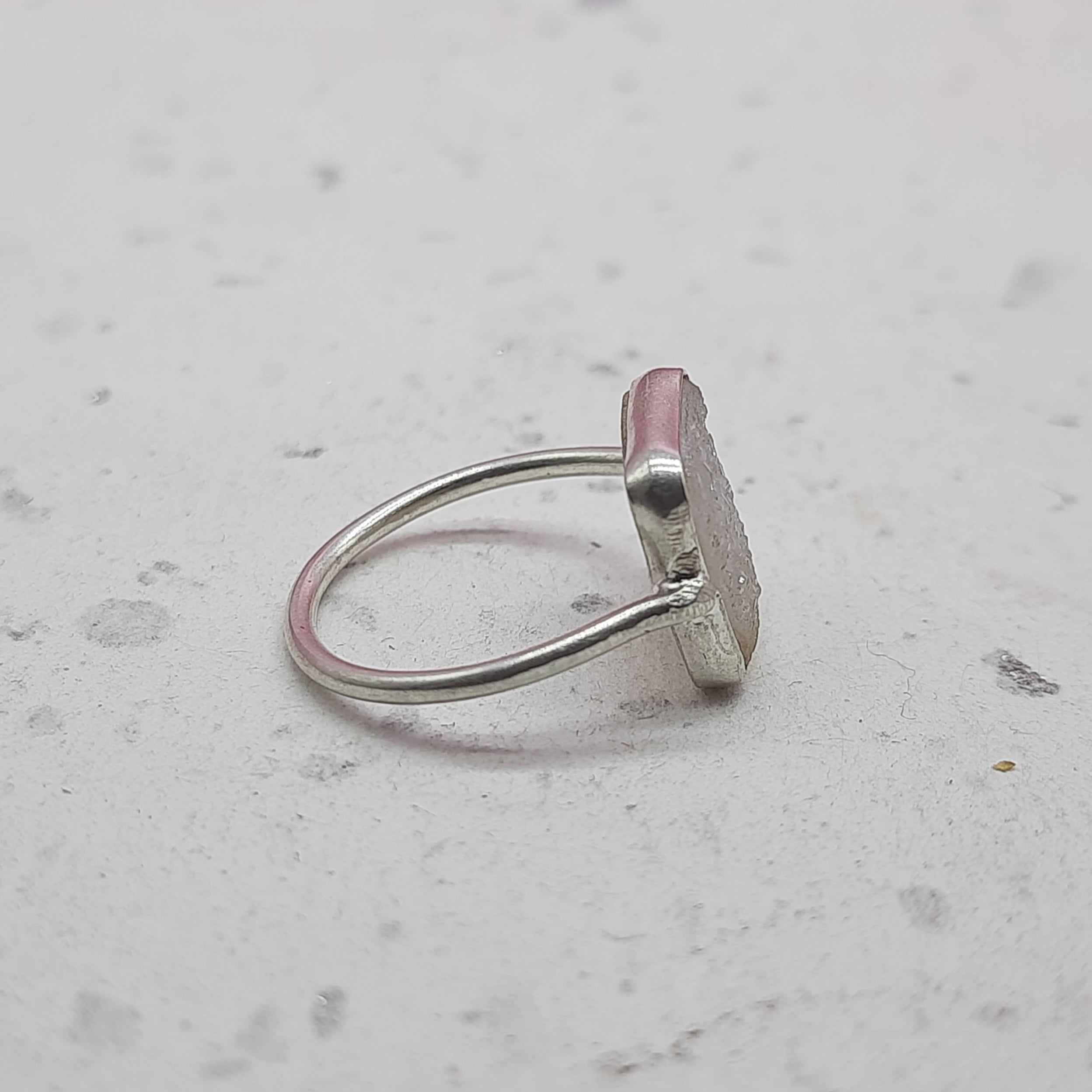 Druzy 925 Silver Bezel Simple Ring For Women