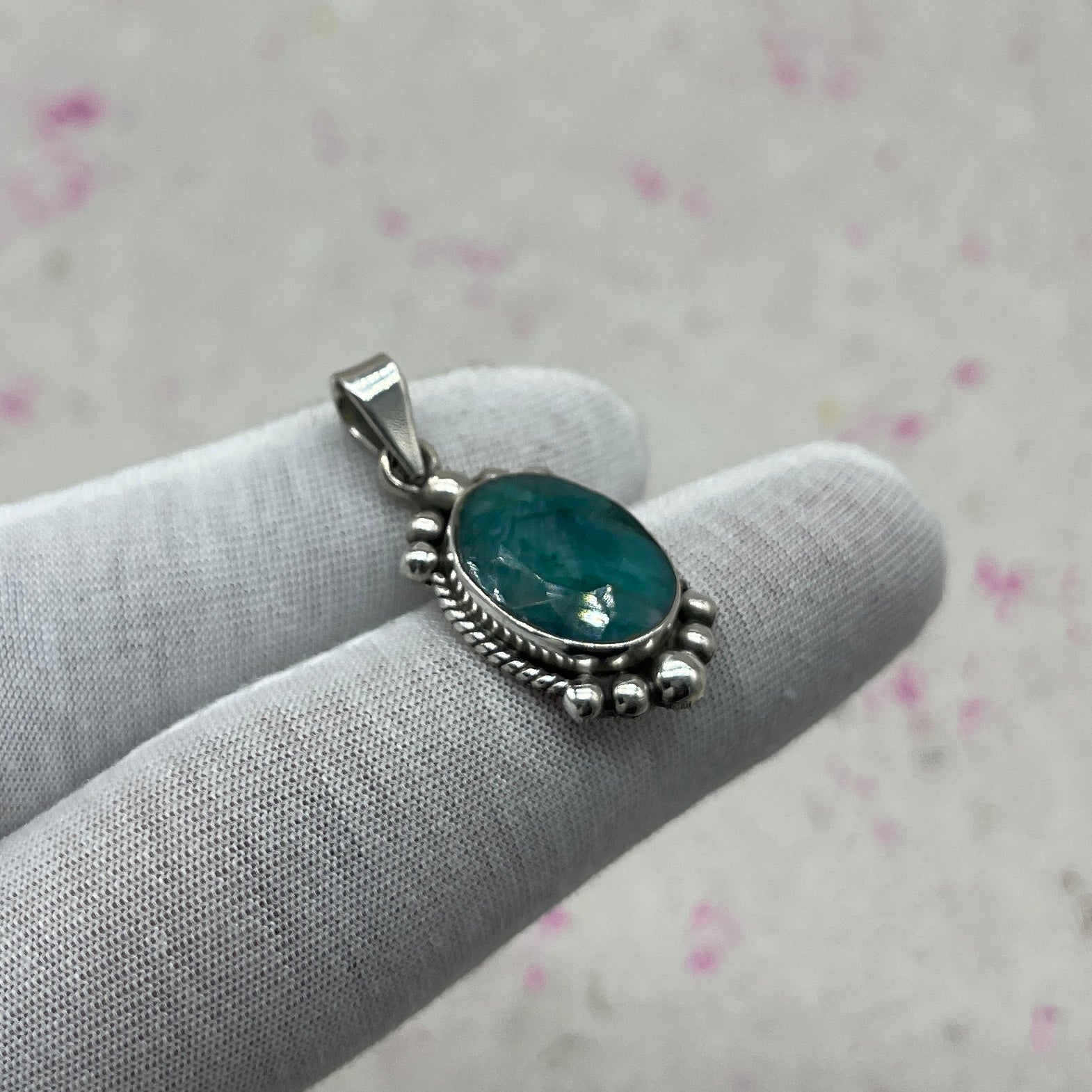 Dyed Emerald 925 Sterling Silver Handmade Pendant | Statement Boho Jewelry