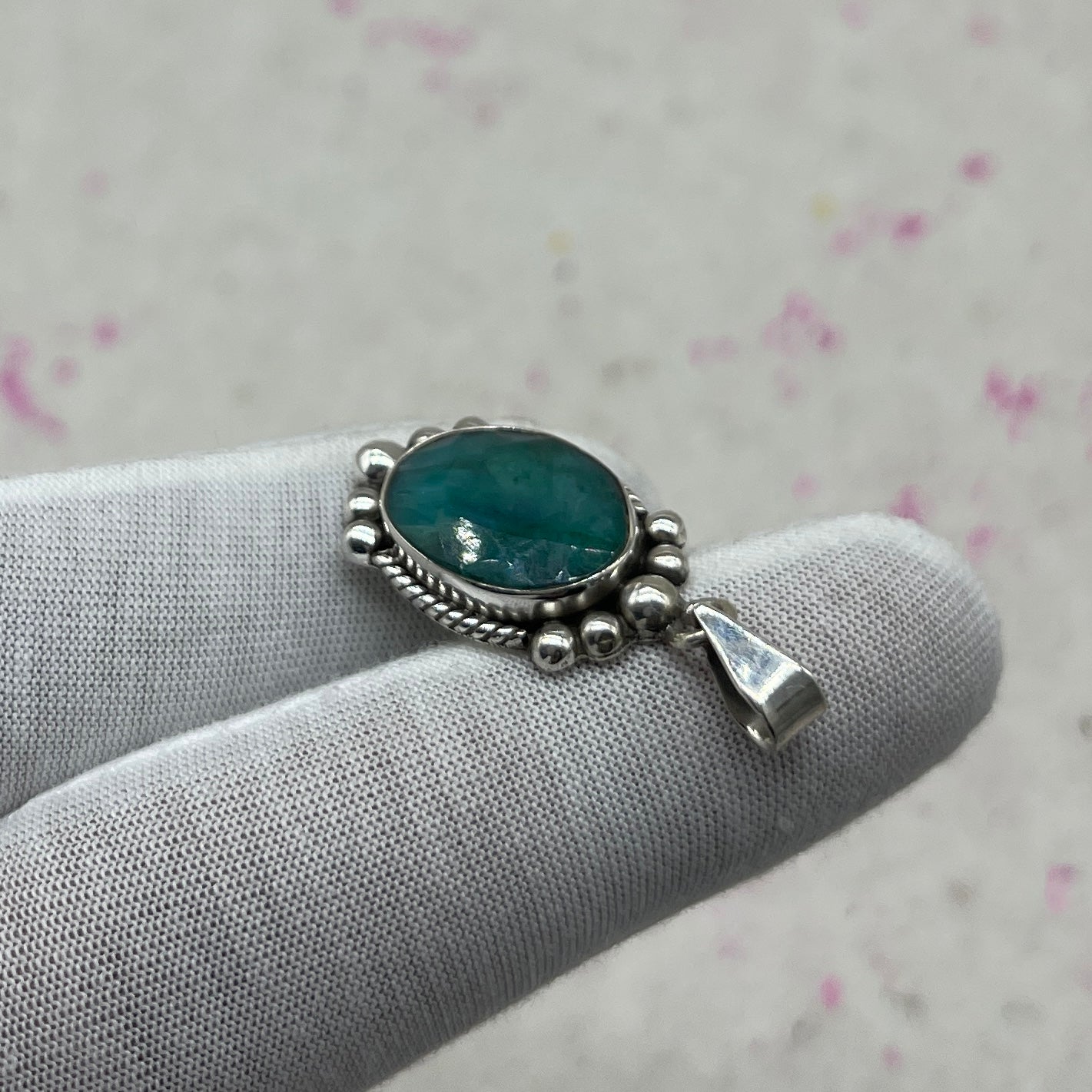 Dyed Emerald 925 Sterling Silver Handmade Pendant | Statement Boho Jewelry