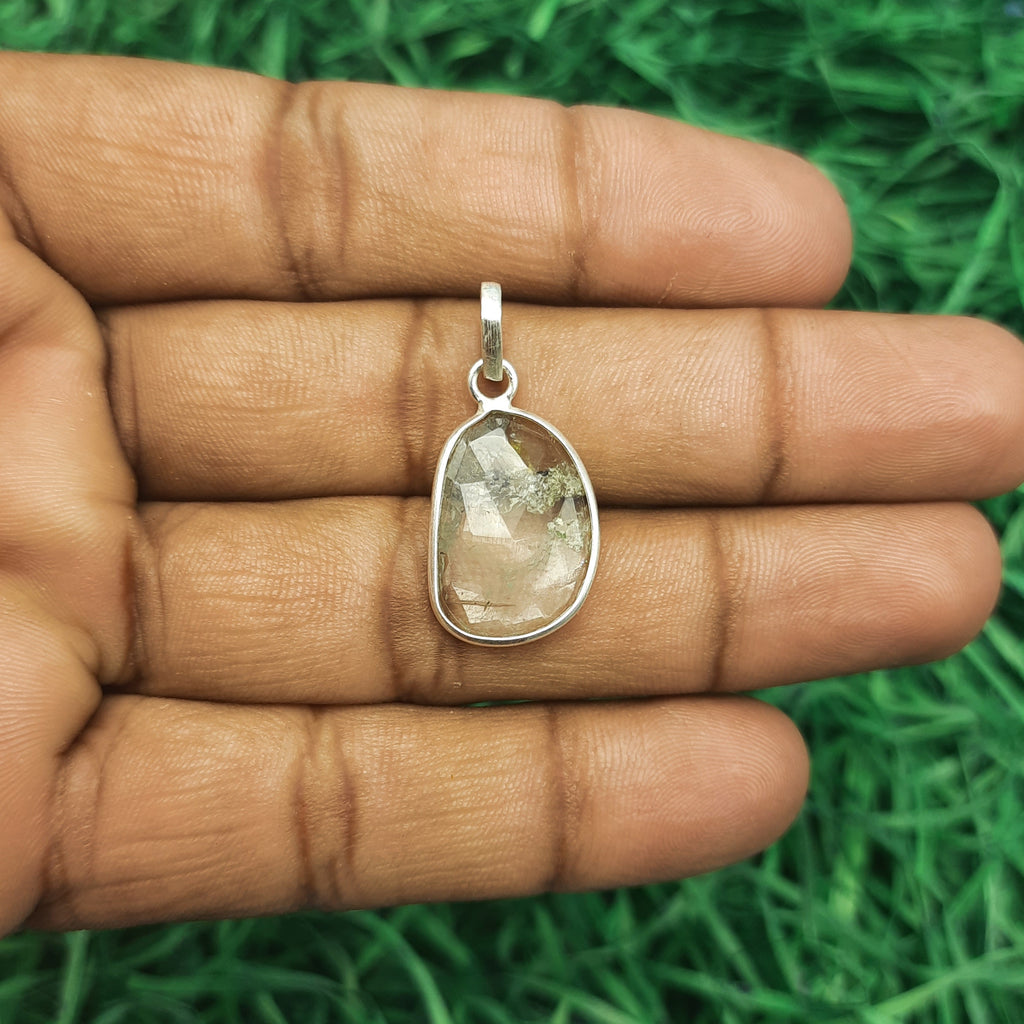 Crystal Quartz Classic Pendant – Handmade 925 Silver Nepali Artisan Boho Design
