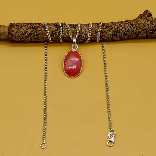Rhodochrosite 925 Silver Bezel Pendant Necklace Gift