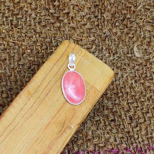 Rhodochrosite 925 Silver Bezel Pendant Necklace Gift