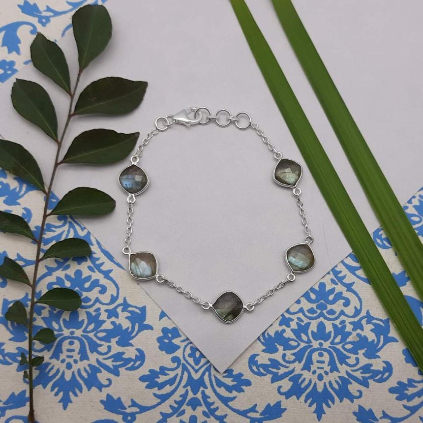 Elegant Artisan Silver AAA Labradorite Square Shape Bracelet Jewelry