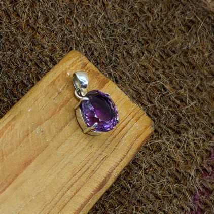 Amethyst 925 Silver Prong Setting Boho Pendant Necklace