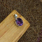 Amethyst 925 Silver Prong Setting Boho Pendant Necklace