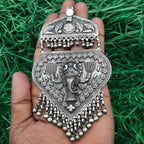 Elephant Face Tribal Pendant – Antique Finish Handmade Rajasthani Solid Silver Heritage Jewelry