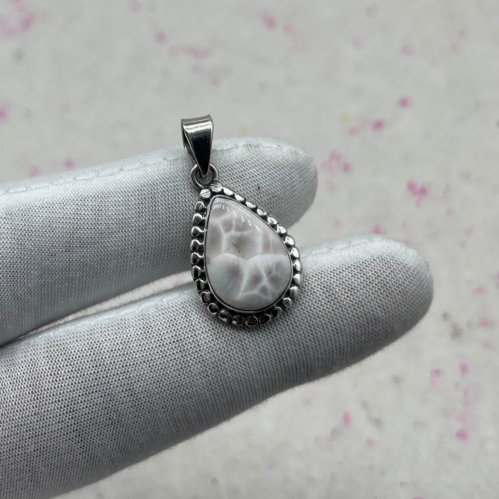 Pink Larimar 925 Sterling Silver Handmade Pendant | Feminine Boho Jewelry