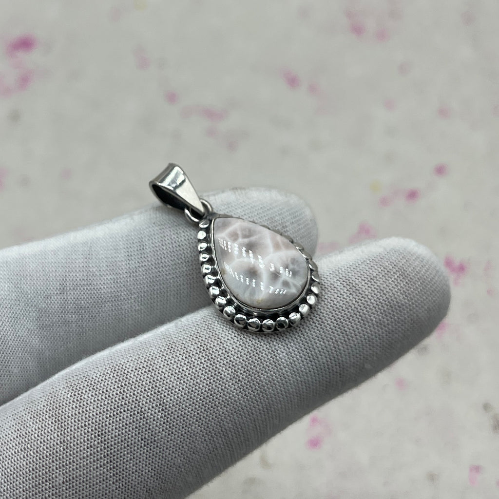 Pink Larimar 925 Sterling Silver Handmade Pendant | Feminine Boho Jewelry