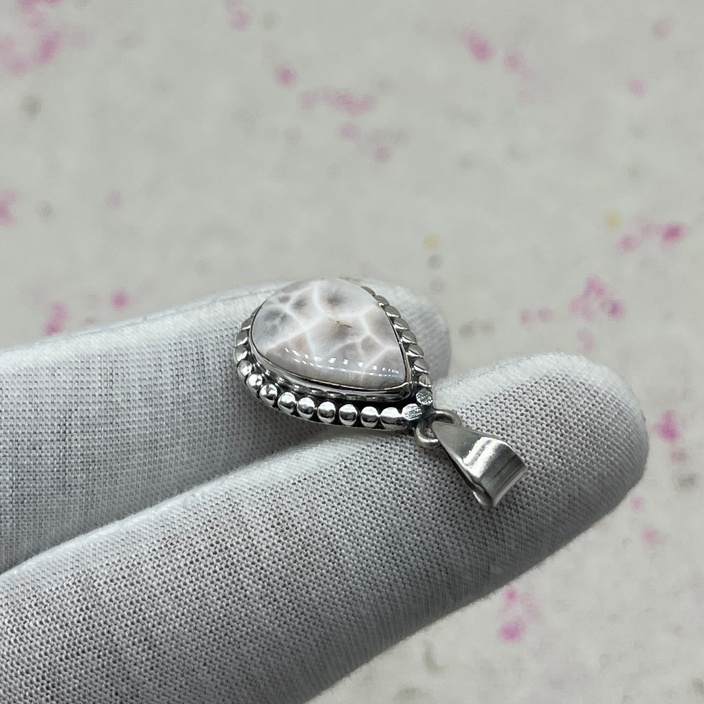 Pink Larimar 925 Sterling Silver Handmade Pendant | Feminine Boho Jewelry
