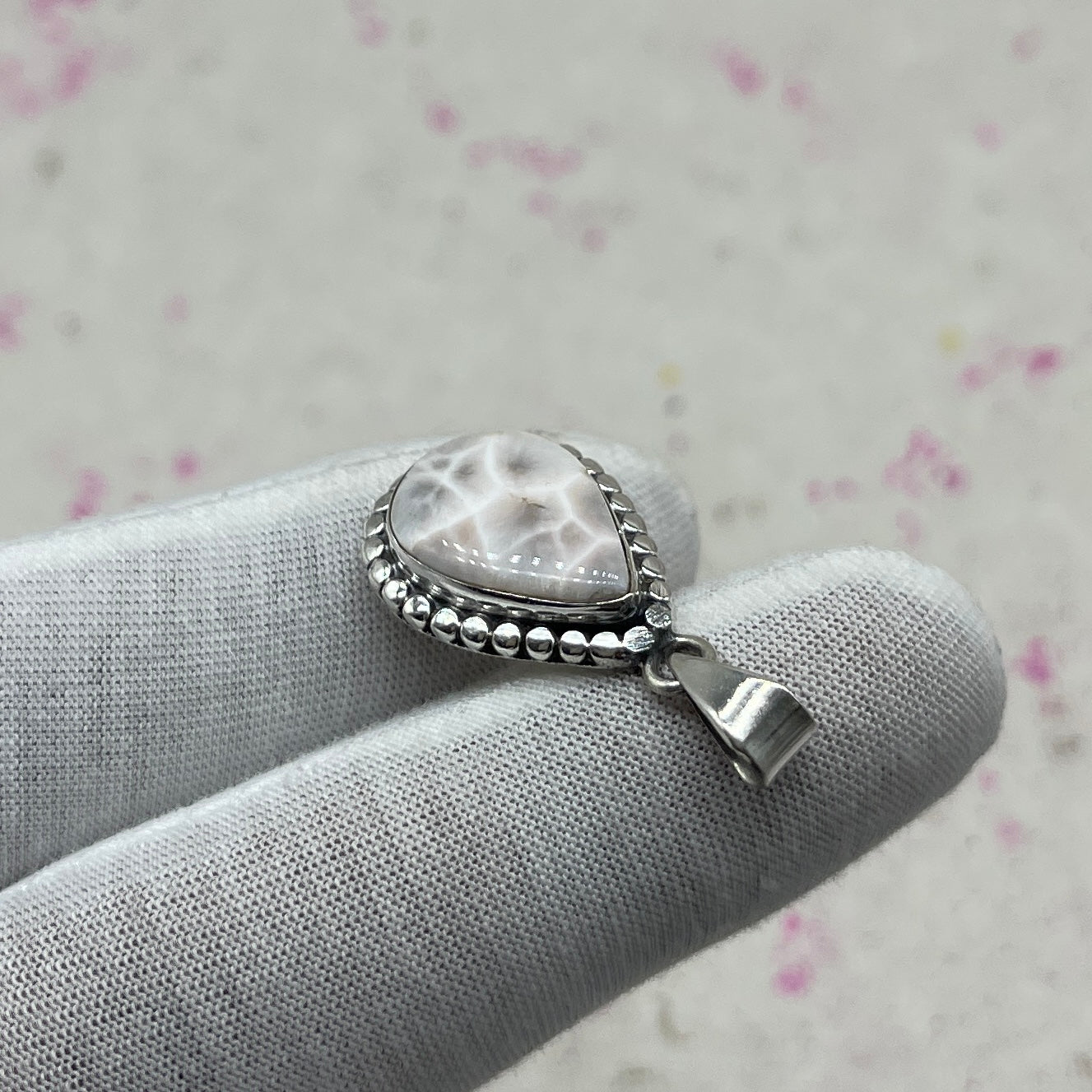 Pink Larimar 925 Sterling Silver Handmade Pendant | Feminine Boho Jewelry