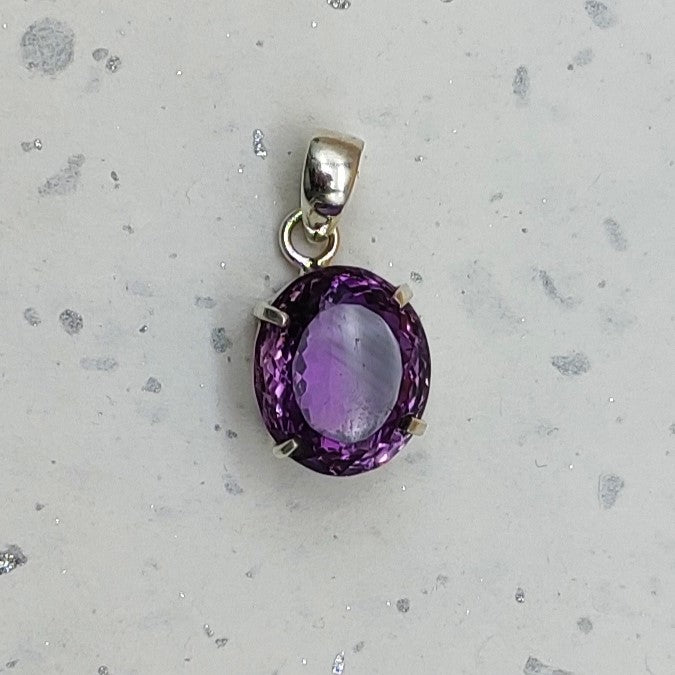 Amethyst 925 Silver Prong Setting Boho Pendant Necklace