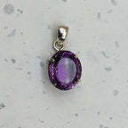Amethyst 925 Silver Prong Setting Boho Pendant Necklace