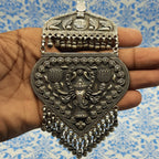 Elephant Face Tribal Pendant – Antique Finish Handmade Rajasthani Solid Silver Heritage Jewelry