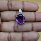Amethyst 925 Silver Prong Setting Boho Pendant Necklace