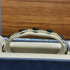 Handmade 925 Sterling Silver Black Onyx Square Cabochon Bracelet
