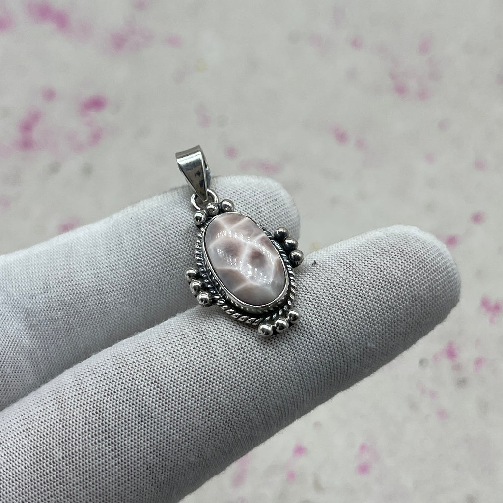 Pink Larimar 925 Sterling Silver Handmade Pendant | Soft Pastel Pendant
