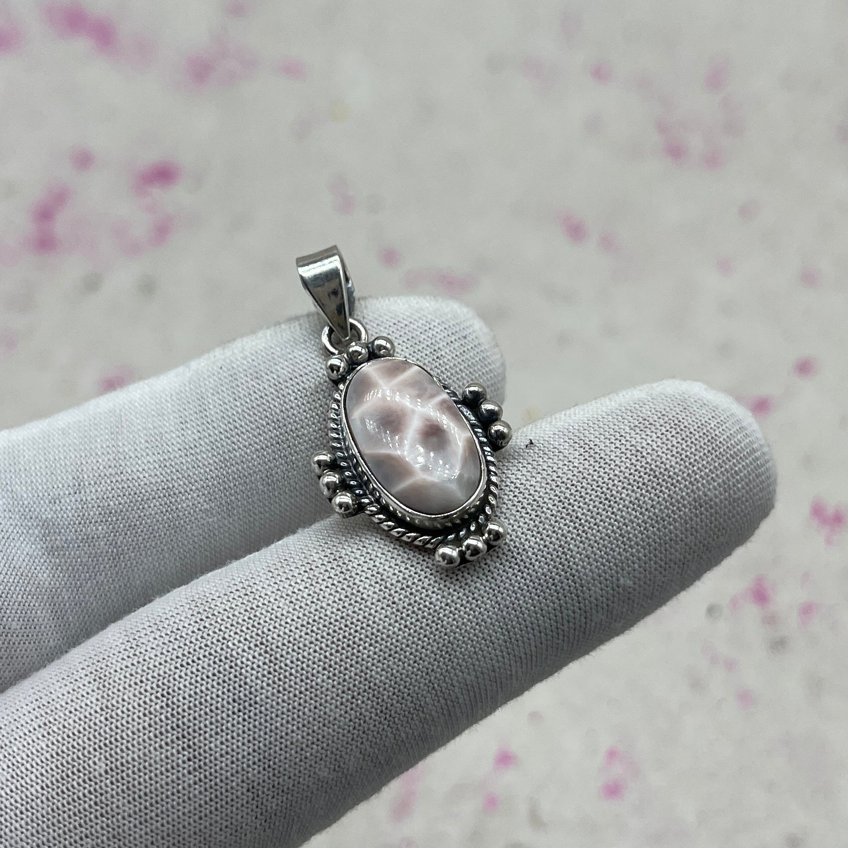 Pink Larimar 925 Sterling Silver Handmade Pendant | Soft Pastel Pendant