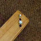 Garnet Pearl 925 Silver Prong Setting Boho Necklace
