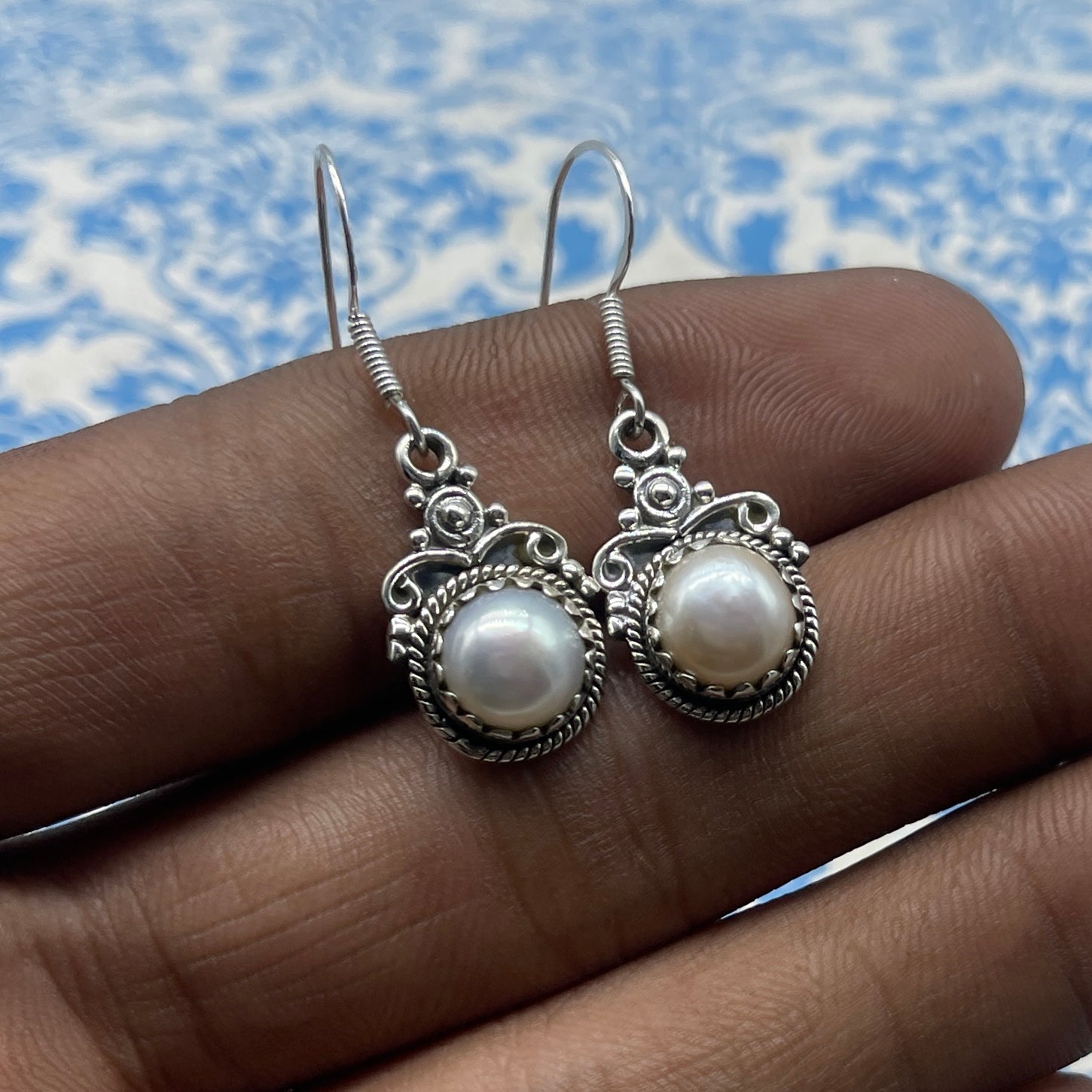 Exclusive Pearl Gemstone Earrings – Handcrafted in Sterling Silver