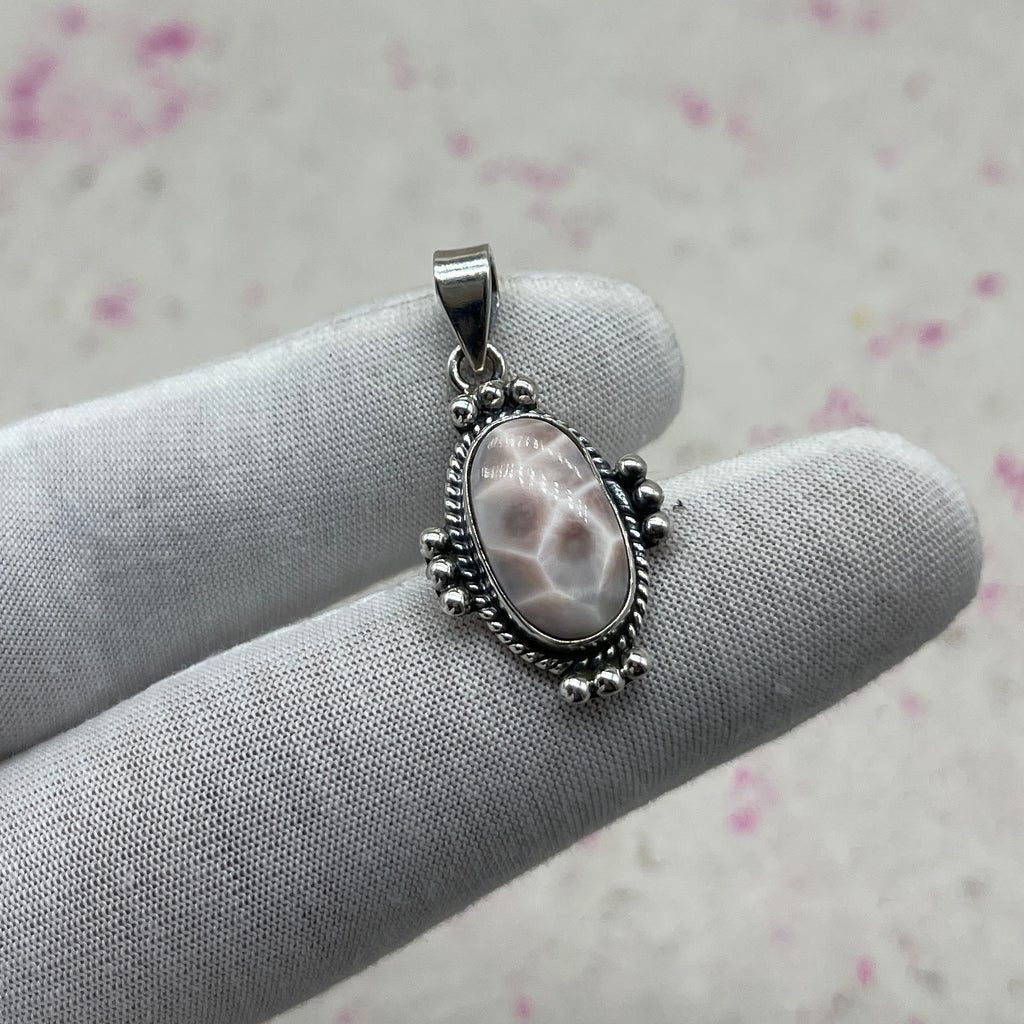 Pink Larimar 925 Sterling Silver Handmade Pendant | Soft Pastel Pendant