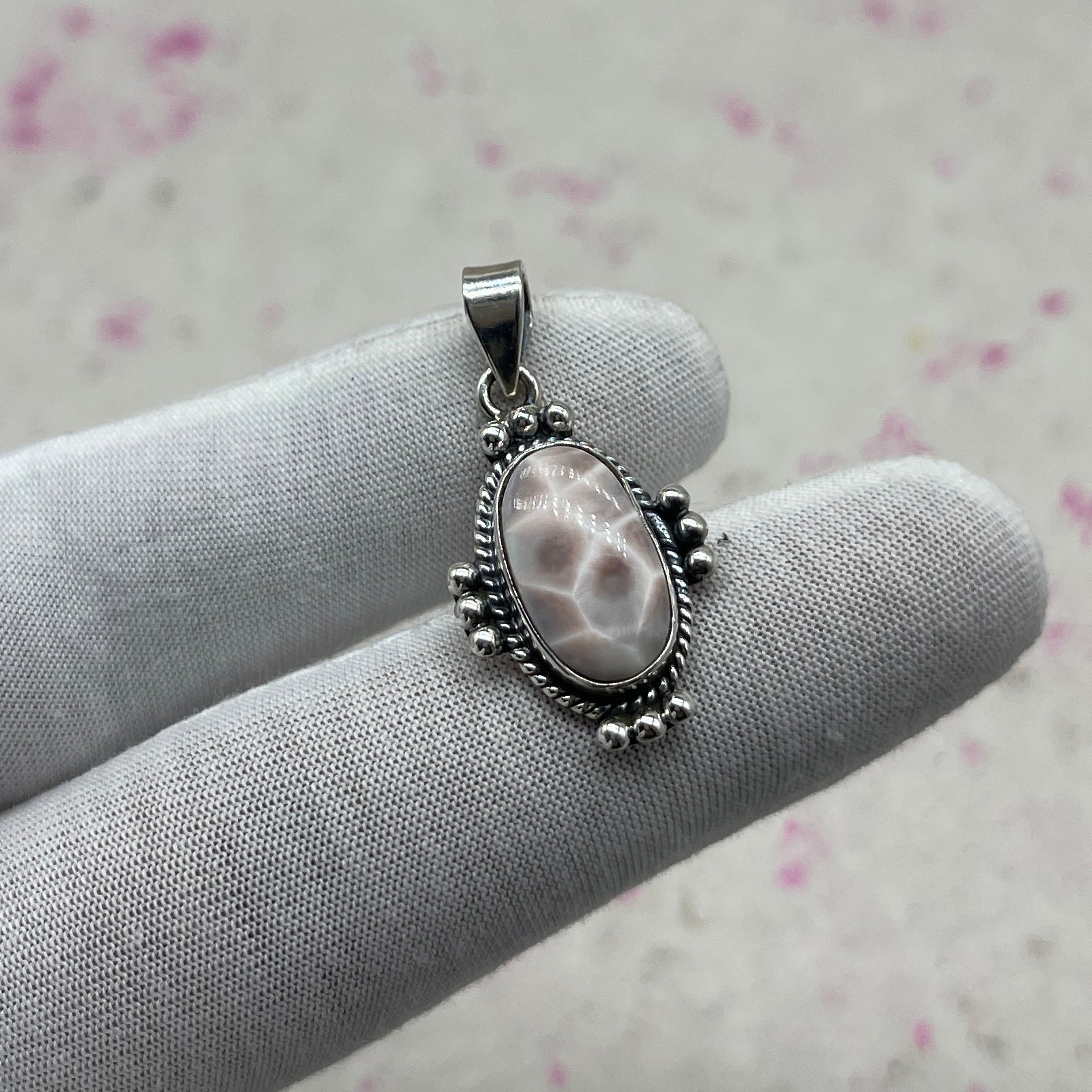 Pink Larimar 925 Sterling Silver Handmade Pendant | Soft Pastel Pendant
