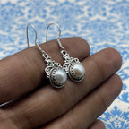 Exclusive Pearl Gemstone Earrings – Handcrafted in Sterling Silver