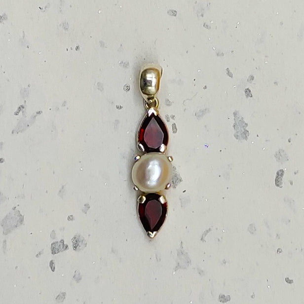 Garnet Pearl 925 Silver Prong Setting Boho Necklace