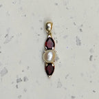 Garnet Pearl 925 Silver Prong Setting Boho Necklace