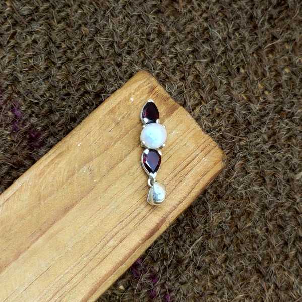 Garnet Pearl 925 Silver Prong Setting Boho Necklace