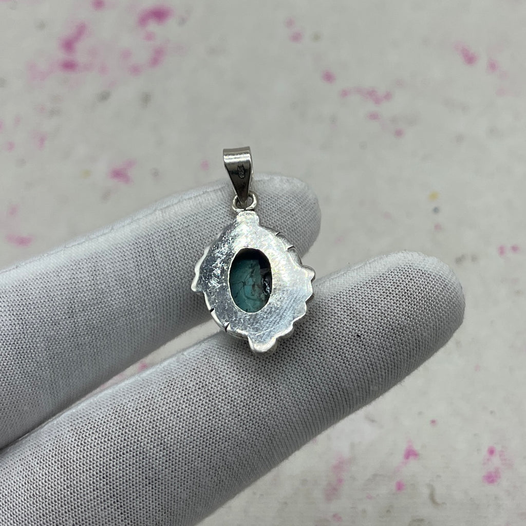 Tibet Turquoise 925 Sterling Silver Handmade Pendant | Classic Tribal Jewelry