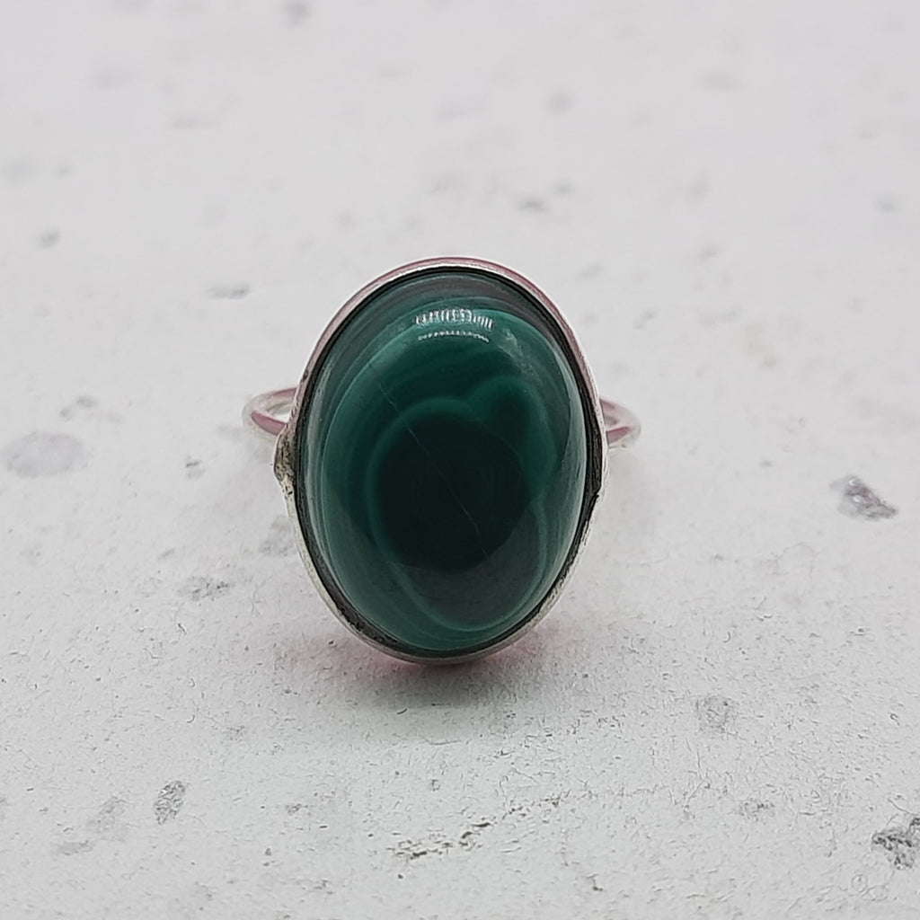 Malachite 925 Silver Bezel Simple Ring For Women