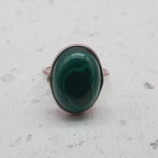 Malachite 925 Silver Bezel Simple Ring For Women