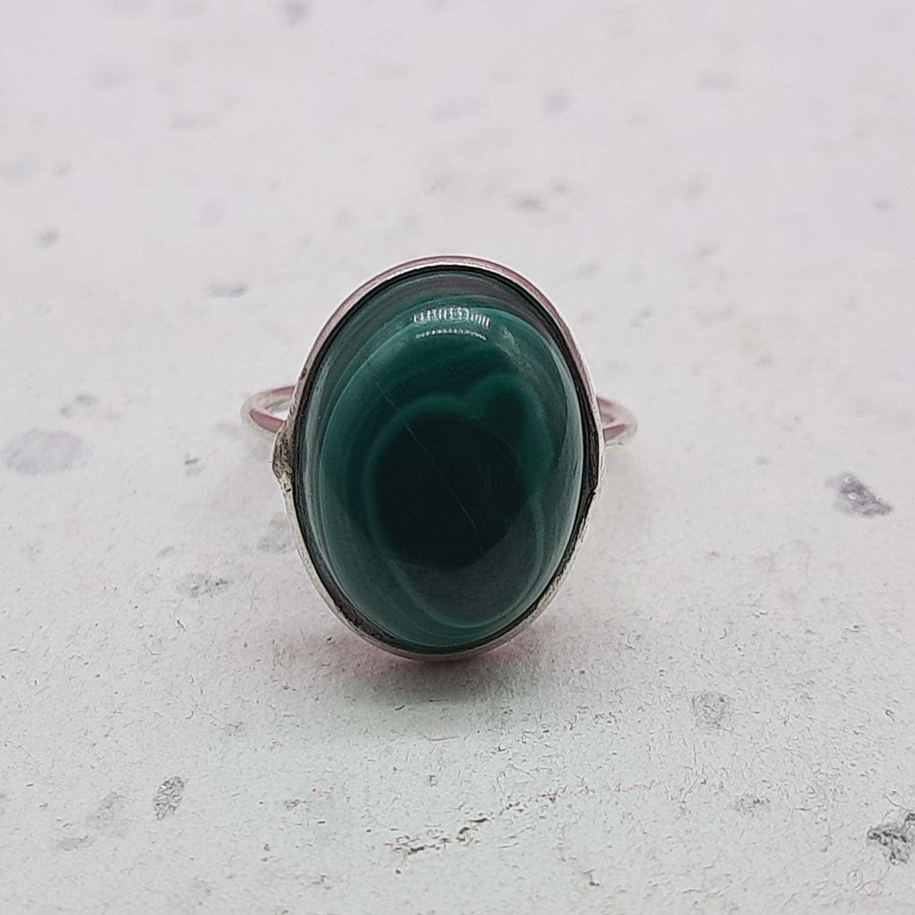 Malachite 925 Silver Bezel Simple Ring For Women