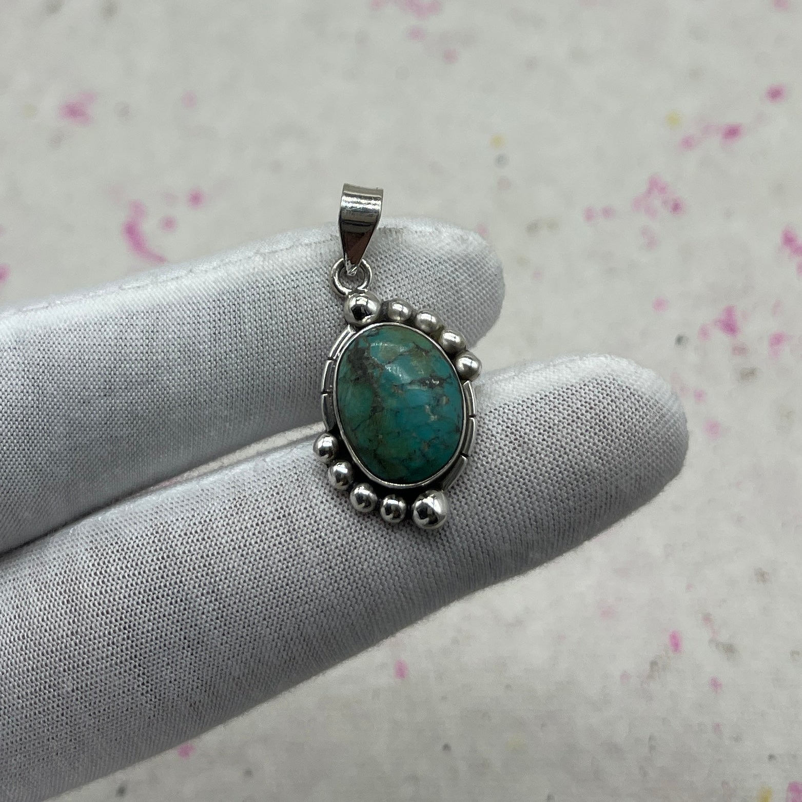 Tibet Turquoise 925 Sterling Silver Handmade Pendant | Classic Tribal Jewelry