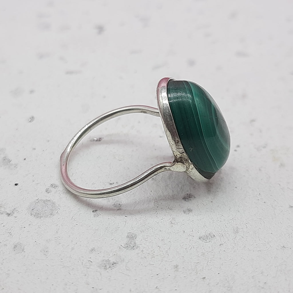 Malachite 925 Silver Bezel Simple Ring For Women