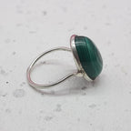 Malachite 925 Silver Bezel Simple Ring For Women