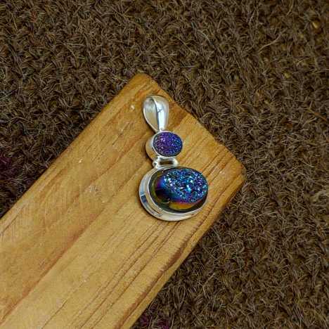 Titanium Druzy 925 Silver Prong Setting Boho Necklace