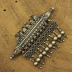 Drum Shape Tribal Pendant with Hanging Charms – Traditional Handmade Silver Ethnic Jewelry
