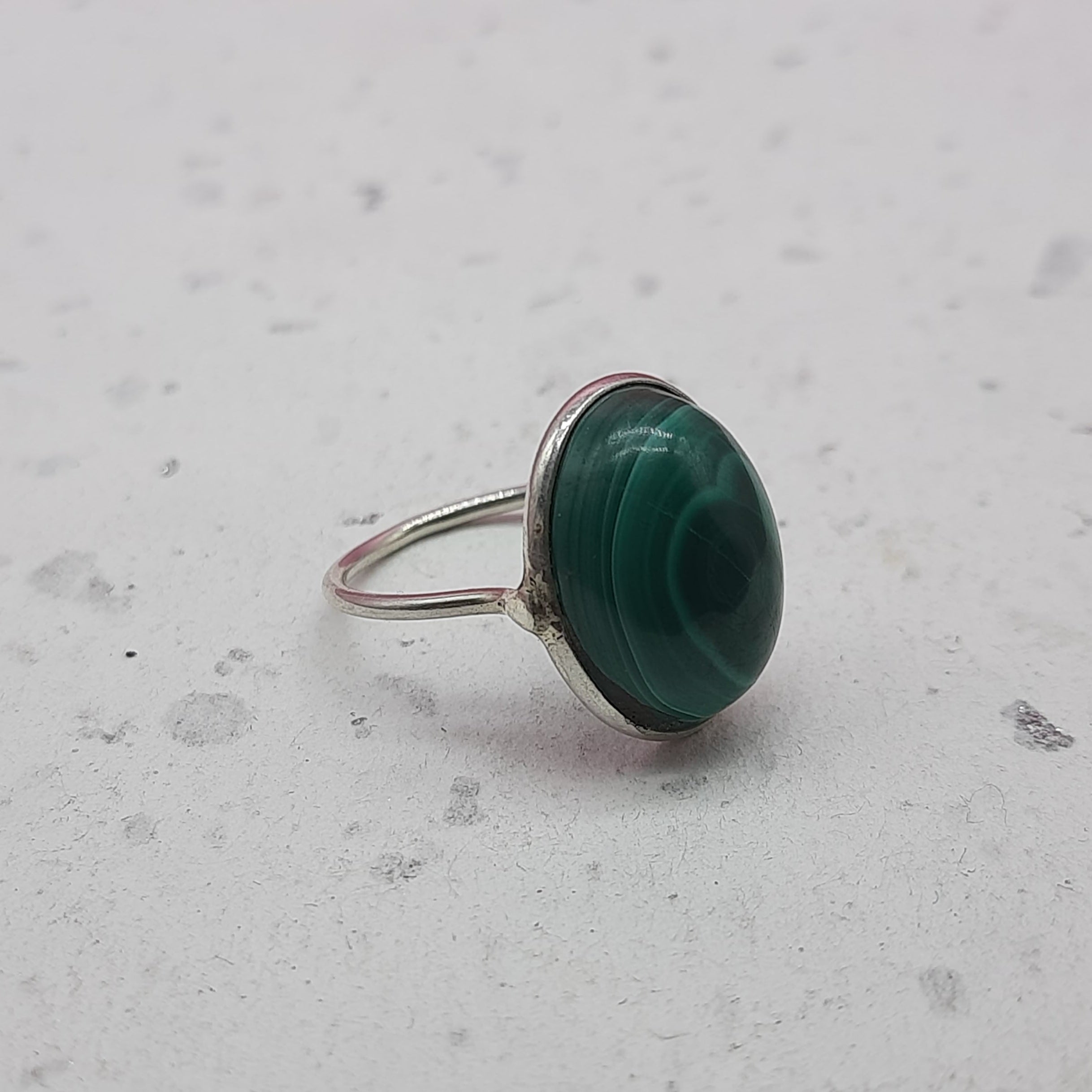 Malachite 925 Silver Bezel Simple Ring For Women