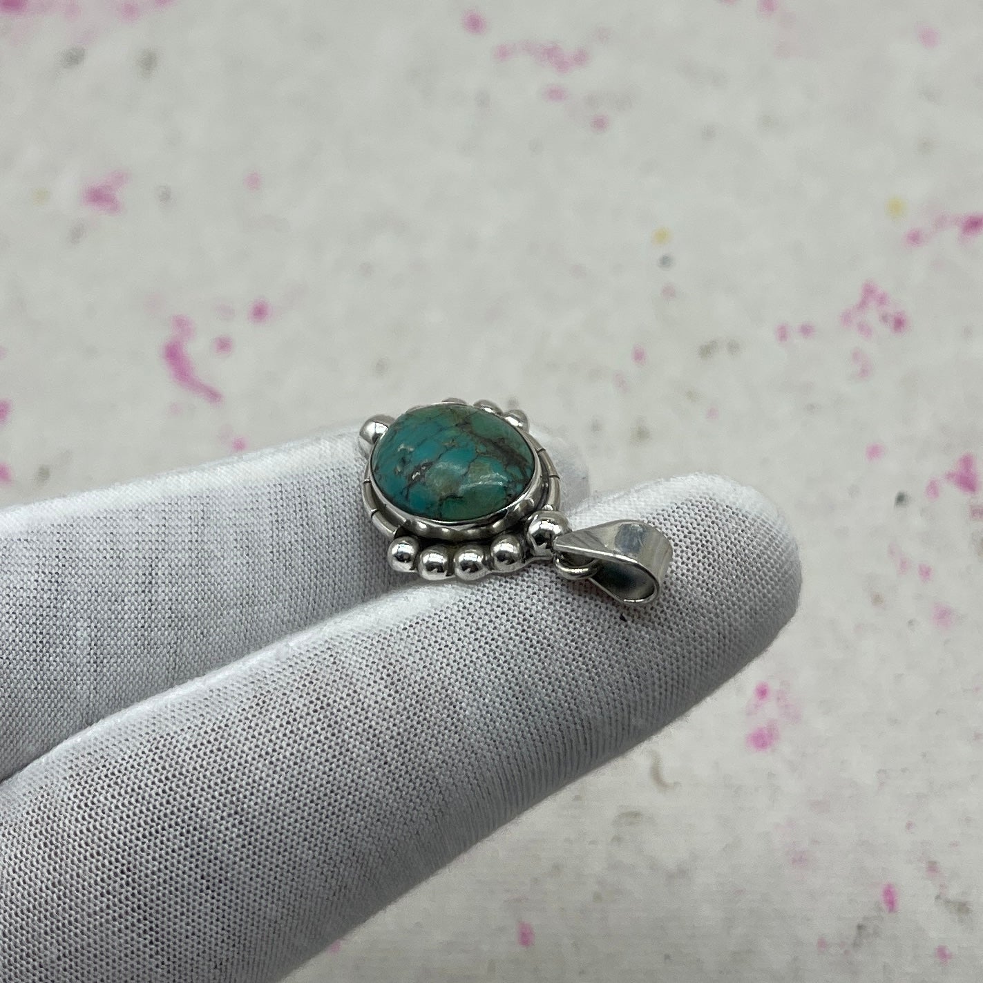 Tibet Turquoise 925 Sterling Silver Handmade Pendant | Classic Tribal Jewelry