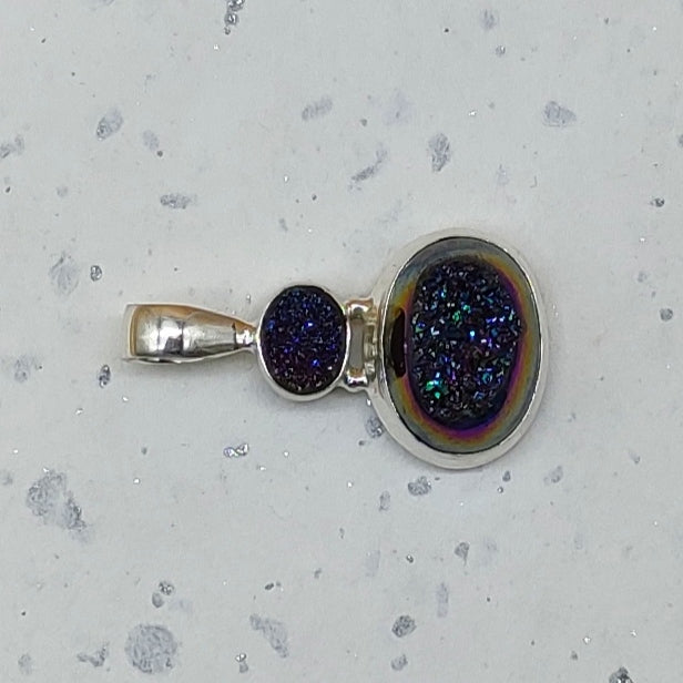 Titanium Druzy 925 Silver Prong Setting Boho Necklace