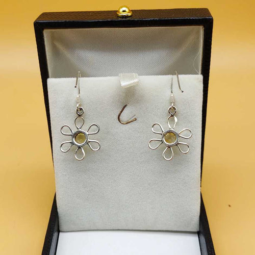 925 Sterling Silver Citrine Round Shape Earrings