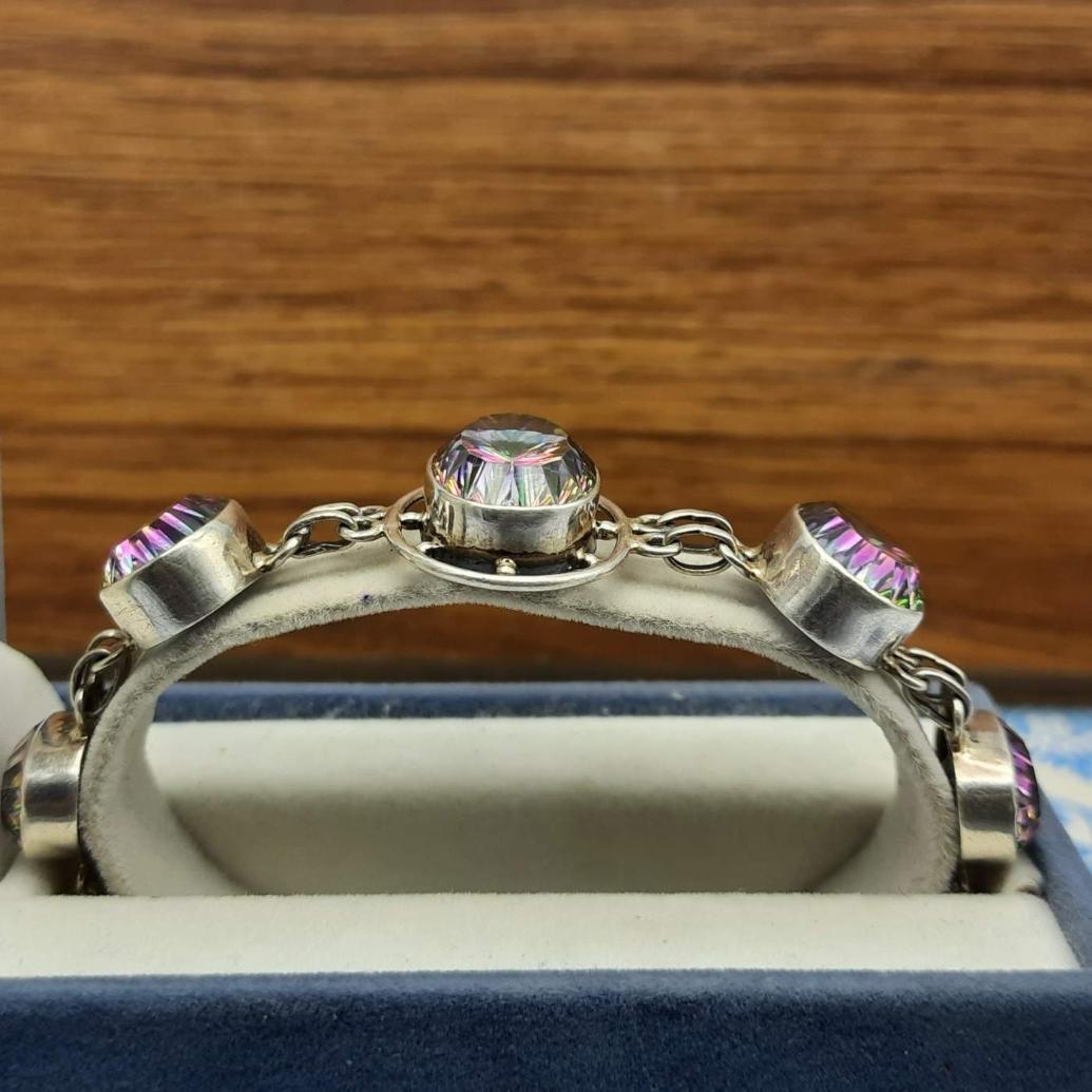 925 Sterling Silver Mystic Topaz Nepali Handmade Bracelet